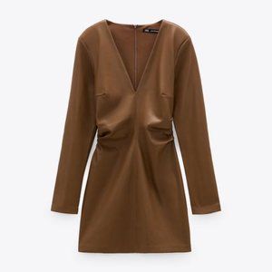 NWT Zara Vegan Leather Shoulder Pad Dress